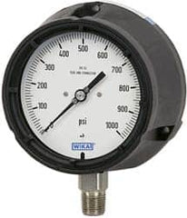 Wika - 4-1/2" Dial, 1/2 Thread, 30-0-30 Scale Range, Pressure Gauge - Lower Connection Mount, Accurate to 0.5% of Scale - Makers Industrial Supply