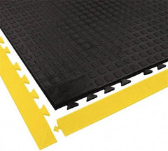 Wearwell - 5' Long x 3' Wide x 5/8" Thick, Anti-Fatigue Modular Matting Ramp Edge - Female, 1 Interlocking Side, Yellow, For Dry Areas, Series 502 - Makers Industrial Supply