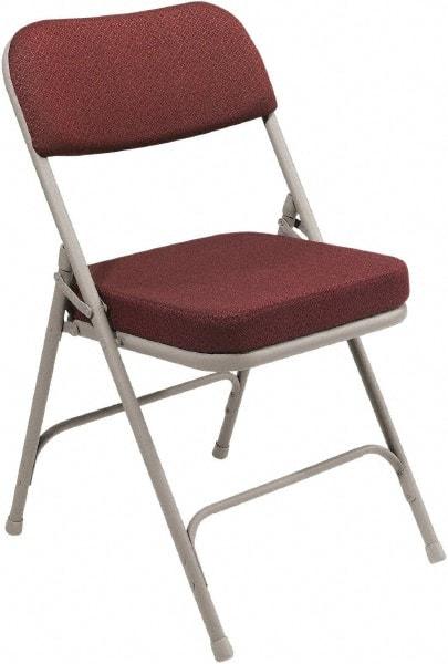 NPS - 18" Wide x 20-3/4" Deep x 32" High, Steel & Fabric Folding Chair with Fabric Padded Seat - Burgundy - Makers Industrial Supply