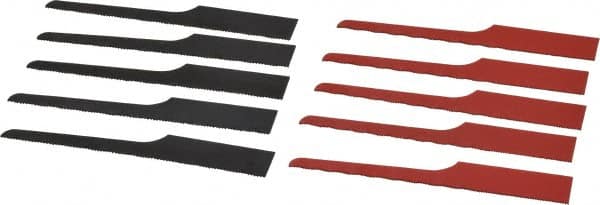 Value Collection - 10 Piece, 4" Long, Steel Reciprocating Saw Blade Set - 24 to 32 Teeth per Inch - Makers Industrial Supply