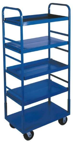 Win-Holt - 1,000 Lb Capacity, 22" Wide x 72" High Standard Utility Cart - 5 Shelf, Steel, 2 Rigid/2 Swivel Casters - Makers Industrial Supply