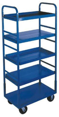 Win-Holt - 1,000 Lb Capacity, 22" Wide x 72" High Standard Utility Cart - 5 Shelf, Steel, 2 Rigid/2 Swivel Casters - Makers Industrial Supply