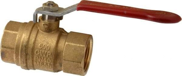 Value Collection - 1" Pipe, Full Port, Brass UL Listed Ball Valve - 1 Piece, Inline - One Way Flow, FNPT x FNPT Ends, Lever Handle, 600 WOG, 150 WSP - Makers Industrial Supply