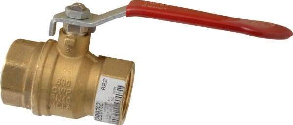 Value Collection - 1-1/4" Pipe, Full Port, Brass UL Listed Ball Valve - 1 Piece, Inline - One Way Flow, FNPT x FNPT Ends, Lever Handle, 600 WOG, 150 WSP - Makers Industrial Supply