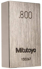 Mitutoyo - 0.8" Rectangular Steel Gage Block - Accuracy Grade 0, Includes Certificate of Inspection - Makers Industrial Supply