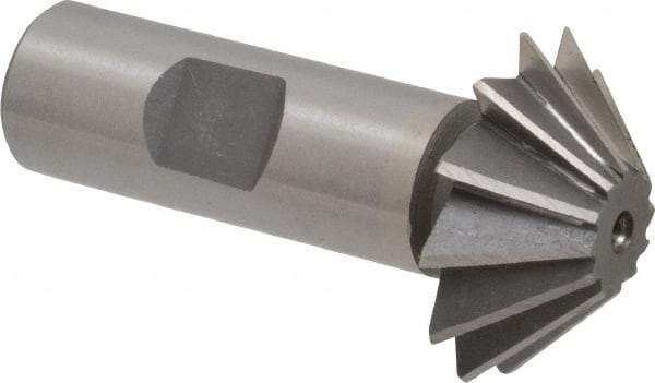 Value Collection - 1-1/2" Diam x 1/2" Width of Cut, 45° Included Angle, Shank Connection, Cobalt Single Angle Cutter - 3/4" Shank Diam, 2-3/4" Overall Length, Right Hand Cut, Uncoated - Makers Industrial Supply