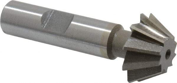 Value Collection - 1" Diam x 7/16" Width of Cut, 60° Included Angle, Shank Connection, Cobalt Single Angle Cutter - 1/2" Shank Diam, 2-1/2" Overall Length, Right Hand Cut, Uncoated - Makers Industrial Supply