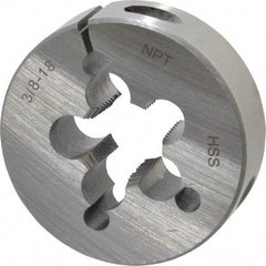 Interstate - 3/8-18 NPT Thread, Round Pipe Die - 2" Outside Diam, High Speed Steel - Exact Industrial Supply