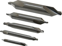 Interstate - 5 Piece, #1 to 5, Plain Edge, Cobalt Combo Drill & Countersink Set - 60° Incl Angle, Double End - Makers Industrial Supply