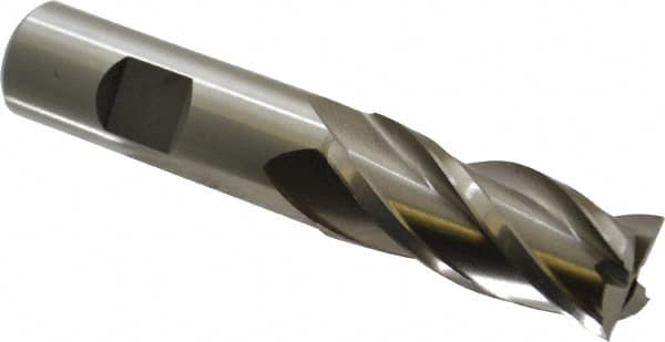 Interstate - 20mm, 1-7/8" LOC, 3/4" Shank Diam, 4-1/8" OAL, 4 Flute, High Speed Steel Square End Mill - Single End, Uncoated, Spiral Flute, Centercutting, Right Hand Cut, Right Hand Flute - Makers Industrial Supply