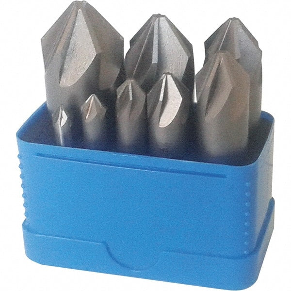 Interstate - 8 Piece, 1/4 to 1" Head Diam, 90° Included Angle, Single End Countersink Set - Makers Industrial Supply