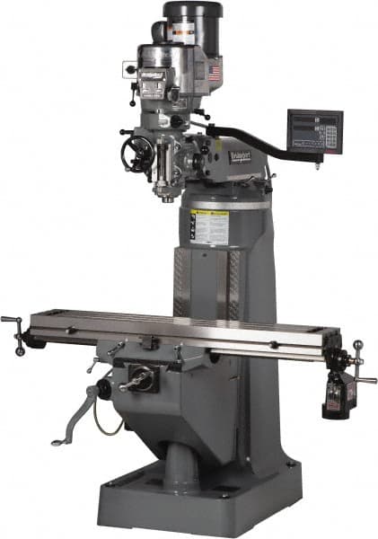 Bridgeport - 9" Table Width x 49" Table Length, Variable Speed Pulley Control, 3 Phase Knee Milling Machine - R8 Spindle Taper, 2 hp - Makers Industrial Supply