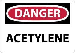 NMC - "Danger - Acetylene", 10" Long x 14" Wide, Pressure-Sensitive Vinyl Safety Sign - Rectangle, 0.004" Thick, Use for Hazardous Materials - Makers Industrial Supply