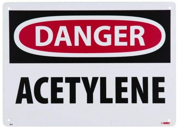 NMC - "Danger - Acetylene", 10" Long x 14" Wide, Rigid Plastic Safety Sign - Rectangle, 0.05" Thick, Use for Hazardous Materials - Makers Industrial Supply