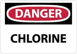 NMC - "Danger - Chlorine", 10" Long x 14" Wide, Pressure-Sensitive Vinyl Safety Sign - Rectangle, 0.004" Thick, Use for Hazardous Materials - Makers Industrial Supply