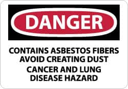 NMC - "Danger - Contains Asbestos Fibers - Avoid Creating Dust - Cancer and Lung Disease Hazard", 10" Long x 14" Wide, Pressure-Sensitive Vinyl Safety Sign - Rectangle, 0.004" Thick, Use for Hazardous Materials - Makers Industrial Supply