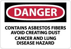 NMC - "Danger - Contains Asbestos Fibers - Avoid Creating Dust - Cancer and Lung Disease Hazard", 10" Long x 14" Wide, Aluminum Safety Sign - Rectangle, 0.04" Thick, Use for Hazardous Materials - Makers Industrial Supply