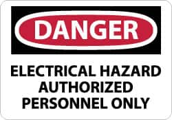 NMC - "Danger - Electrical Hazard - Authorized Personnel Only", 10" Long x 14" Wide, Pressure-Sensitive Vinyl Safety Sign - Rectangle, 0.004" Thick, Use for Accident Prevention - Makers Industrial Supply