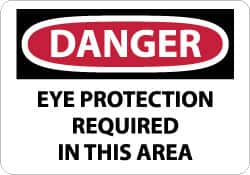 NMC - "Danger - Eye Protection Required in This Area", 10" Long x 14" Wide, Pressure-Sensitive Vinyl Safety Sign - Rectangle, 0.004" Thick, Use for Accident Prevention - Makers Industrial Supply