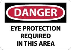 NMC - "Danger - Eye Protection Required in This Area", 10" Long x 14" Wide, Aluminum Safety Sign - Rectangle, 0.04" Thick, Use for Accident Prevention - Makers Industrial Supply