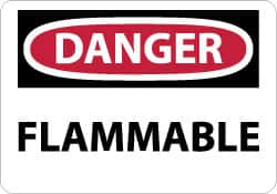 NMC - Danger - Flammable, Pressure Sensitive Vinyl Fire Sign - 14" Wide x 10" High - Makers Industrial Supply