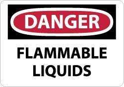 NMC - "Danger - Flammable Liquids", 10" Long x 14" Wide, Pressure-Sensitive Vinyl Safety Sign - Rectangle, 0.004" Thick, Use for Hazardous Materials - Makers Industrial Supply