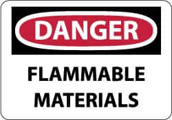 NMC - "Danger - Flammable Materials", 10" Long x 14" Wide, Pressure-Sensitive Vinyl Safety Sign - Rectangle, 0.004" Thick, Use for Hazardous Materials - Makers Industrial Supply