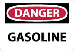 NMC - "Danger - Gasoline", 10" Long x 14" Wide, Pressure-Sensitive Vinyl Safety Sign - Rectangle, 0.004" Thick, Use for Hazardous Materials - Makers Industrial Supply