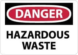 NMC - "Danger - Hazardous Waste", 10" Long x 14" Wide, Pressure-Sensitive Vinyl Safety Sign - Rectangle, 0.004" Thick, Use for Hazardous Materials - Makers Industrial Supply