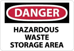 NMC - "Danger - Hazardous Waste Storage Area", 10" Long x 14" Wide, Pressure-Sensitive Vinyl Safety Sign - Rectangle, 0.004" Thick, Use for Security & Admittance - Makers Industrial Supply