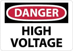 NMC - "Danger - High Voltage", 10" Long x 14" Wide, Aluminum Safety Sign - Rectangle, 0.04" Thick, Use for Accident Prevention - Makers Industrial Supply