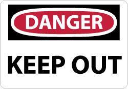 NMC - "Danger - Keep Out", 10" Long x 14" Wide, Pressure-Sensitive Vinyl Safety Sign - Rectangle, 0.004" Thick, Use for Accident Prevention - Makers Industrial Supply