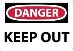 NMC - "Danger - Keep Out", 10" Long x 14" Wide, Aluminum Safety Sign - Rectangle, 0.04" Thick, Use for Accident Prevention - Makers Industrial Supply