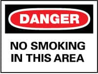 NMC - "Danger - No Smoking in This Area", 10" Long x 14" Wide, Rigid Plastic Safety Sign - Rectangle, 0.05" Thick, Use for Accident Prevention - Makers Industrial Supply