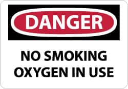 NMC - "Danger - No Smoking - Oxygen in Use", 10" Long x 14" Wide, Rigid Plastic Safety Sign - Rectangle, 0.05" Thick, Use for Accident Prevention - Makers Industrial Supply