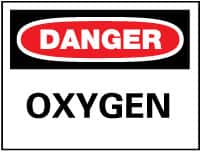 NMC - "Danger - Oxygen", 10" Long x 14" Wide, Pressure-Sensitive Vinyl Safety Sign - Rectangle, 0.004" Thick, Use for Hazardous Materials - Makers Industrial Supply