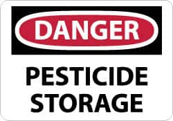 NMC - "Danger - Pesticide Storage", 10" Long x 14" Wide, Aluminum Safety Sign - Rectangle, 0.04" Thick, Use for Hazardous Materials - Makers Industrial Supply