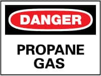 NMC - "Danger - Propane Gas", 10" Long x 14" Wide, Pressure-Sensitive Vinyl Safety Sign - Rectangle, 0.004" Thick, Use for Hazardous Materials - Makers Industrial Supply