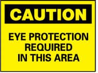 NMC - "Caution - Eye Protection Required in This Area", 10" Long x 14" Wide, Aluminum Safety Sign - Rectangle, 0.04" Thick, Use for Accident Prevention - Makers Industrial Supply