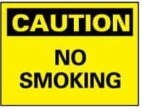 NMC - "Caution - No Smoking", 10" Long x 14" Wide, Pressure-Sensitive Vinyl Safety Sign - Rectangle, 0.004" Thick, Use for Accident Prevention - Makers Industrial Supply