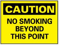 NMC - "Caution - No Smoking Beyond This Point", 10" Long x 14" Wide, Rigid Plastic Safety Sign - Rectangle, 0.05" Thick, Use for Accident Prevention - Makers Industrial Supply