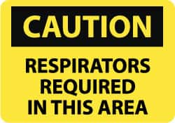 NMC - "Caution - Respirators Required in This Area", 10" Long x 14" Wide, Aluminum Safety Sign - Rectangle, 0.04" Thick, Use for Accident Prevention - Makers Industrial Supply