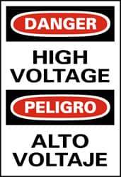 NMC - "Danger - High Voltage", 20" Long x 14" Wide, Pressure-Sensitive Vinyl Safety Sign - Rectangle, 0.004" Thick, Use for Accident Prevention - Makers Industrial Supply