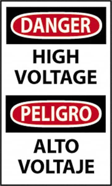 NMC - "Danger - High Voltage", 20" Long x 14" Wide, Rigid Plastic Safety Sign - Rectangle, 0.05" Thick, Use for Accident Prevention - Makers Industrial Supply