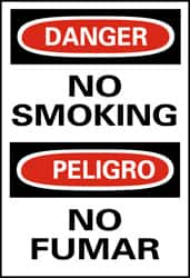 NMC - "Danger - No Smoking", 20" Long x 14" Wide, Pressure-Sensitive Vinyl Safety Sign - Rectangle, 0.004" Thick, Use for Accident Prevention - Makers Industrial Supply