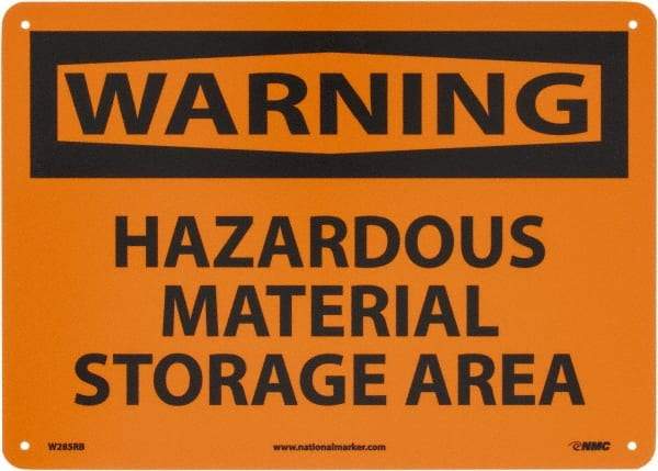 NMC - "Warning - Hazardous Material Storage Area", 10" Long x 14" Wide, Rigid Plastic Safety Sign - Rectangle, 0.05" Thick, Use for Hazardous Materials - Makers Industrial Supply