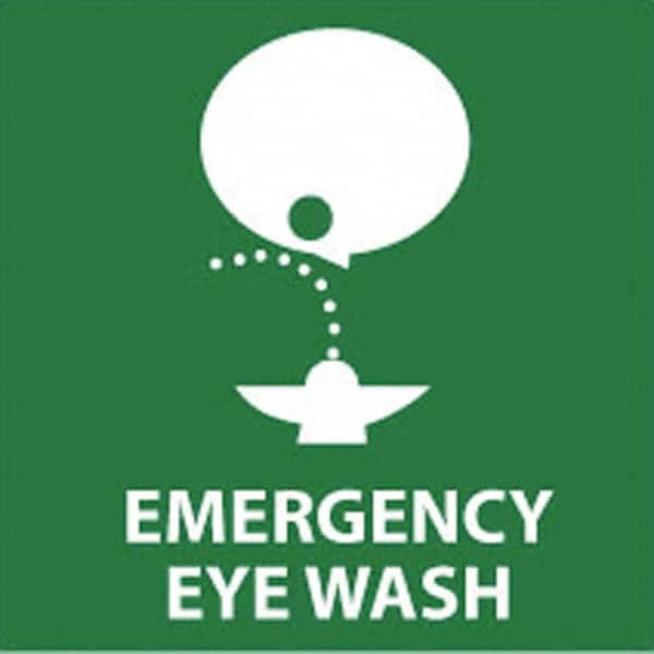 NMC - "Emergency Eye Wash", 7" Long x 7" Wide, Rigid Plastic Safety Sign - Square, 0.05" Thick, Use for First Aid - Makers Industrial Supply