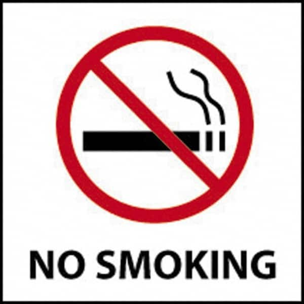 NMC - "No Smoking", 7" Long x 7" Wide, Pressure-Sensitive Vinyl Safety Sign - Square, 0.004" Thick, Use for Accident Prevention - Makers Industrial Supply