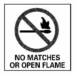 NMC - "No Matches or Open Flame", 7" Long x 7" Wide, Pressure-Sensitive Vinyl Safety Sign - Square, 0.004" Thick, Use for Hazardous Materials - Makers Industrial Supply