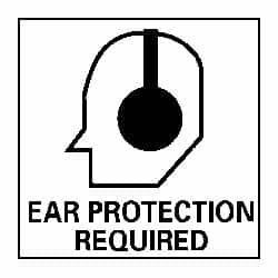 NMC - "Ear Protection Required", 7" Long x 7" Wide, Rigid Plastic Safety Sign - Square, 0.05" Thick, Use for Accident Prevention - Makers Industrial Supply